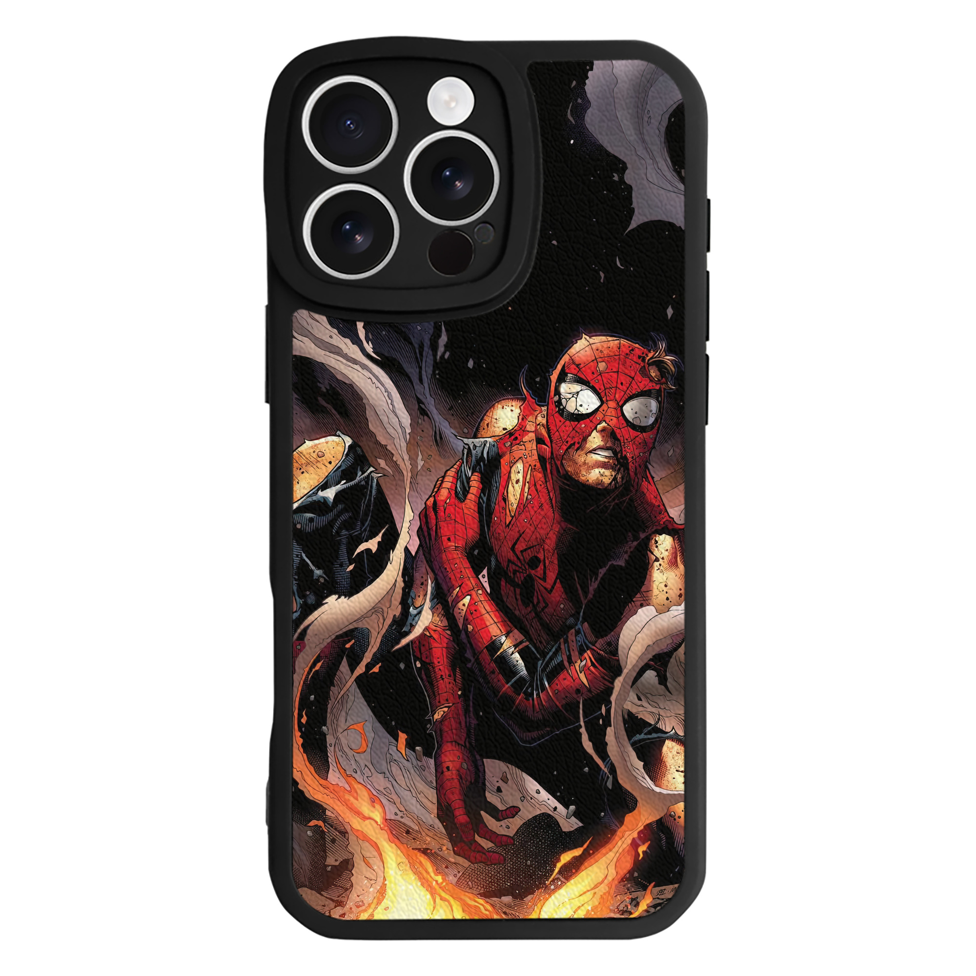 （画像用） Spider Man スパイダーマン 【iPhone 16シリーズ対応】シリコンスマホケース（レザー調） 材質：シリコン